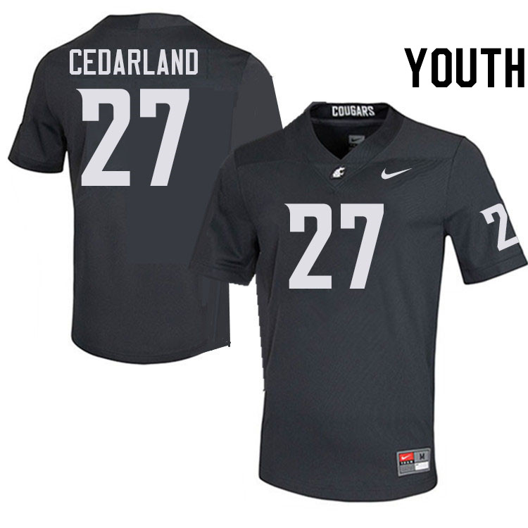 Youth #27 Hudson Cedarland Washington State Cougars College Football Jerseys Stitched-Charcoal